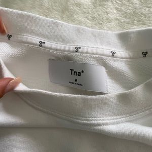 TNA balloon sleeve cropped crew neck sweater white medium